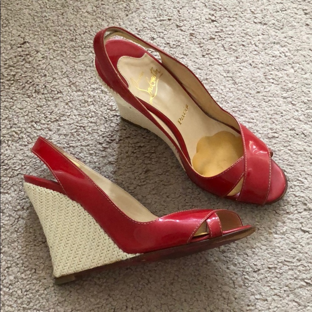 Christian Louboutin Red Wedges 37.5 (runs small)
